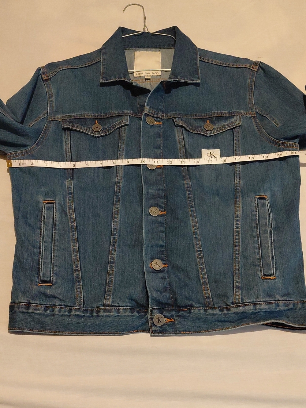 Calvin Klein Medium Blue Denim Trucker Jacket Men's Large